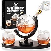 Whiskey Decanter Set with 2 Glasses - Ideal Christmas Gift for Men, Dad, Husband, Brother Anniversary Birthday Gifts for Him Liquor Scotch Bourbon Vodka