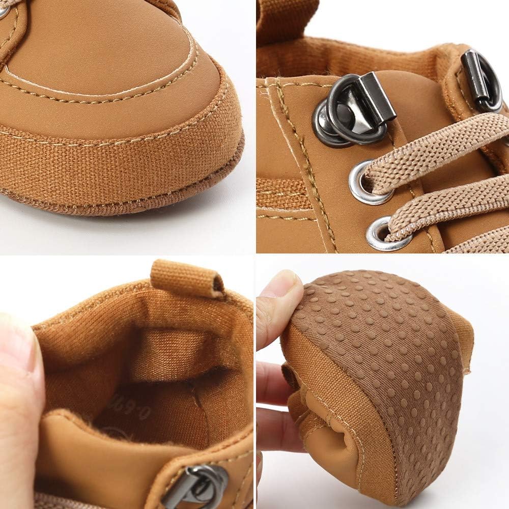  | Meckior Toddler Baby Boys Girls High Tops Ankle Sneakers Soft Anti-Slip Sole PU Leather Moccasins Infant Newborn Prewalker First Walking Crib Shoes | Sneakers