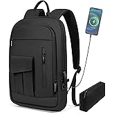 Lixiin Business Backpack for Men Slim Lightweight Laptop Backpack Water Resistant Small Office Backpack for Commute Travel Daily Office Work with Small Bag (Black, 15.6")
