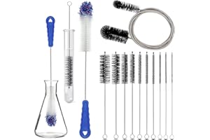 NOAFOCKS 12 Pcs Tube Pipe Cleaners Brush Kit,Bottle Cleaning Brush,Bowl Cleaner,Long Straw Brush,8.2-inch Different Diameters Brush,14-inch Long Handle Brush,65.5-inch Flexible Double Ended Brush