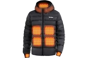 Mens Heated Jacket with Battery Pack 12V 20000mAh, Waterproof Electric Heated Coat for Mens