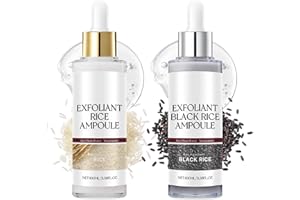 Black & White Rice Exfoliating Two-Piece Set - Rice Peeling Ampoule | Korean Rice Peel for Face | Skin Remover Scrub, Deep Po