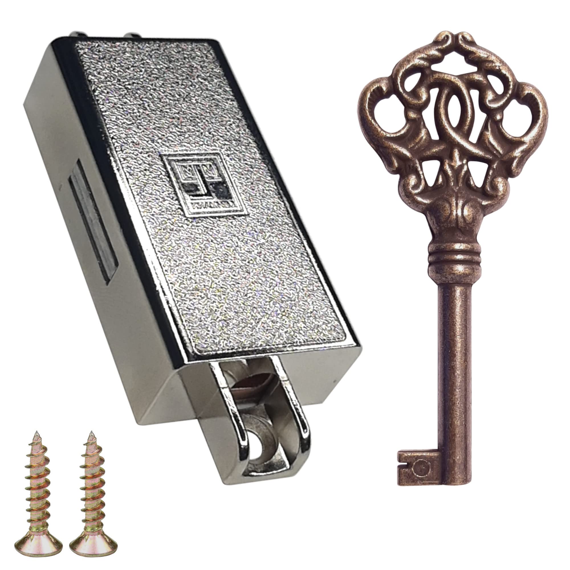 cyclingcolors Cabinet Lock with Key Vintage Furniture Wardrobe Cupboard Drawer Cabinet Door Catch, Left