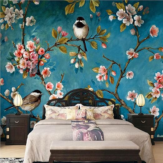 Avoir Images Meaosy Photo Papier Peint 3d Stereo Chinois Fleurs Oiseaux Mural actualisé par