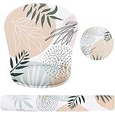 Haocoo Keyboard Wrist Rest, Ergonomic Mouse Pad, Gel Wrist Pas for Computer Keyboard, Non-Slip Mouse Pad Wrist Support for Gaming,Office, Boho Tropical Leaves