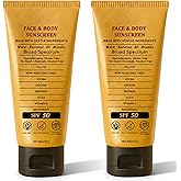 2pcs Beef Tallow Sunscreen with Zinc Oxide Reef Safe Sunscreen SPF 50,Non-Greasy Beef Tallow Sunscree Natural Organic Formula for Body Facial,Women and Men(85g/count)