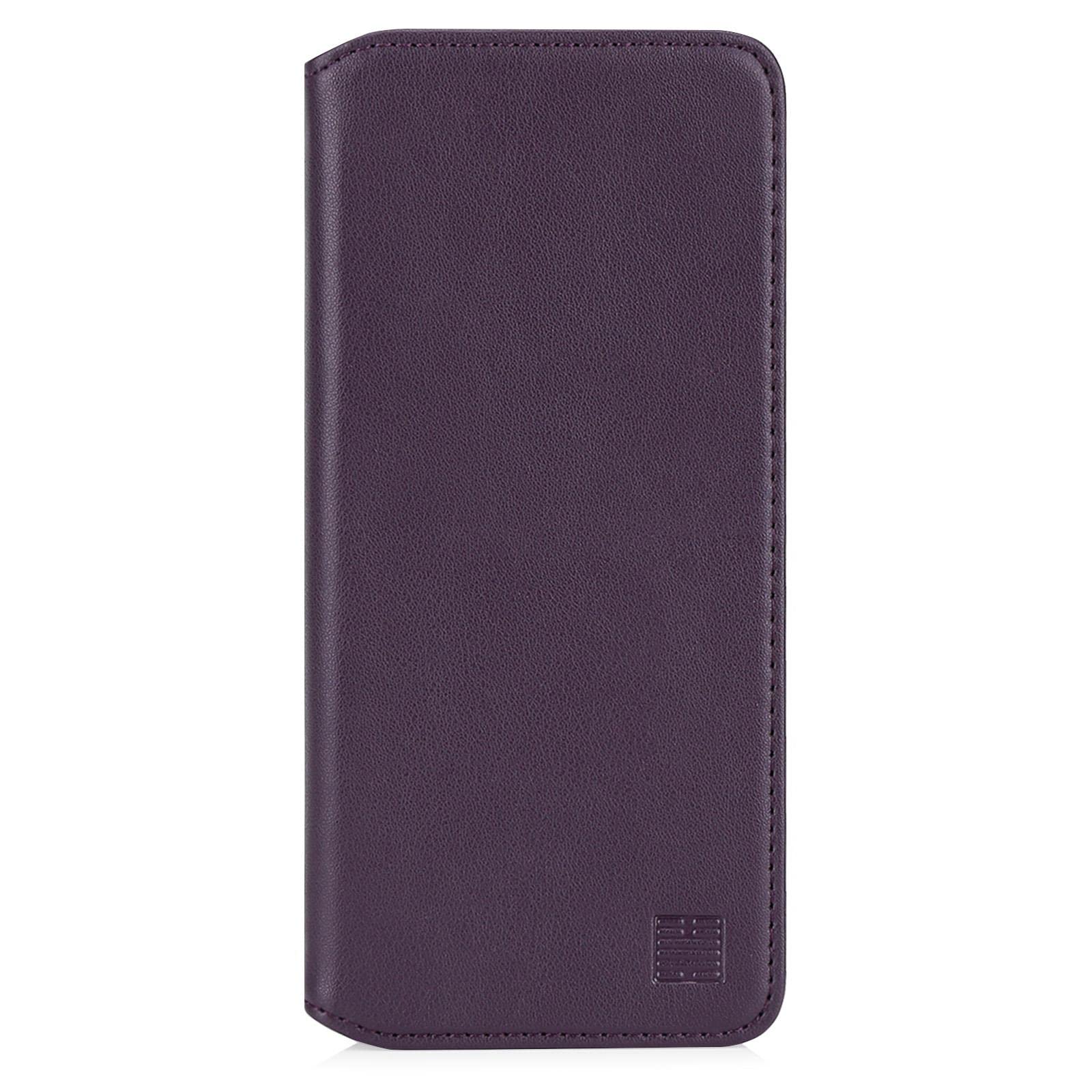 32nd Classic Series 2.0 - Real Leather Book Wallet Flip Case Cover For Motorola Moto G13 & G23, With RFID Blocking Card Slot, Magnetic Closure and Built In Stand - Aubergine
