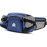 HTZPLOO Fanny Pack Waist Bag with Water Bottle Holder for Men Women Running Hiking Travel Dog Walking Workout Cycling Outdoor (Dark Blue)
