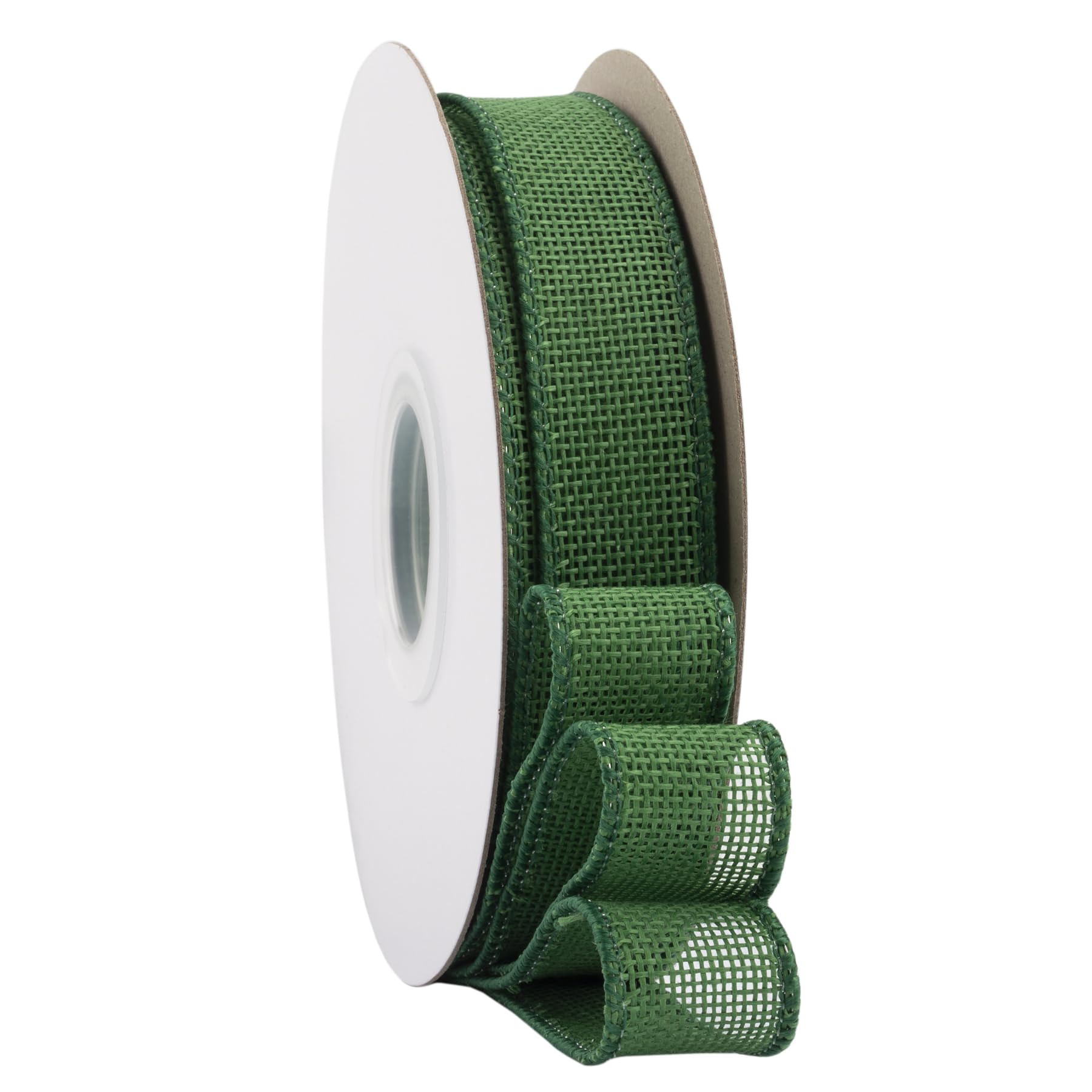 Ribbonitlux Forest Green Burlap Wired Ribbon, 25mm x 18 Meters, Wired Edge Burlap Ribbon for Gift Wrapping, Big Bow, Wreath, and Christmas Tree Decoration