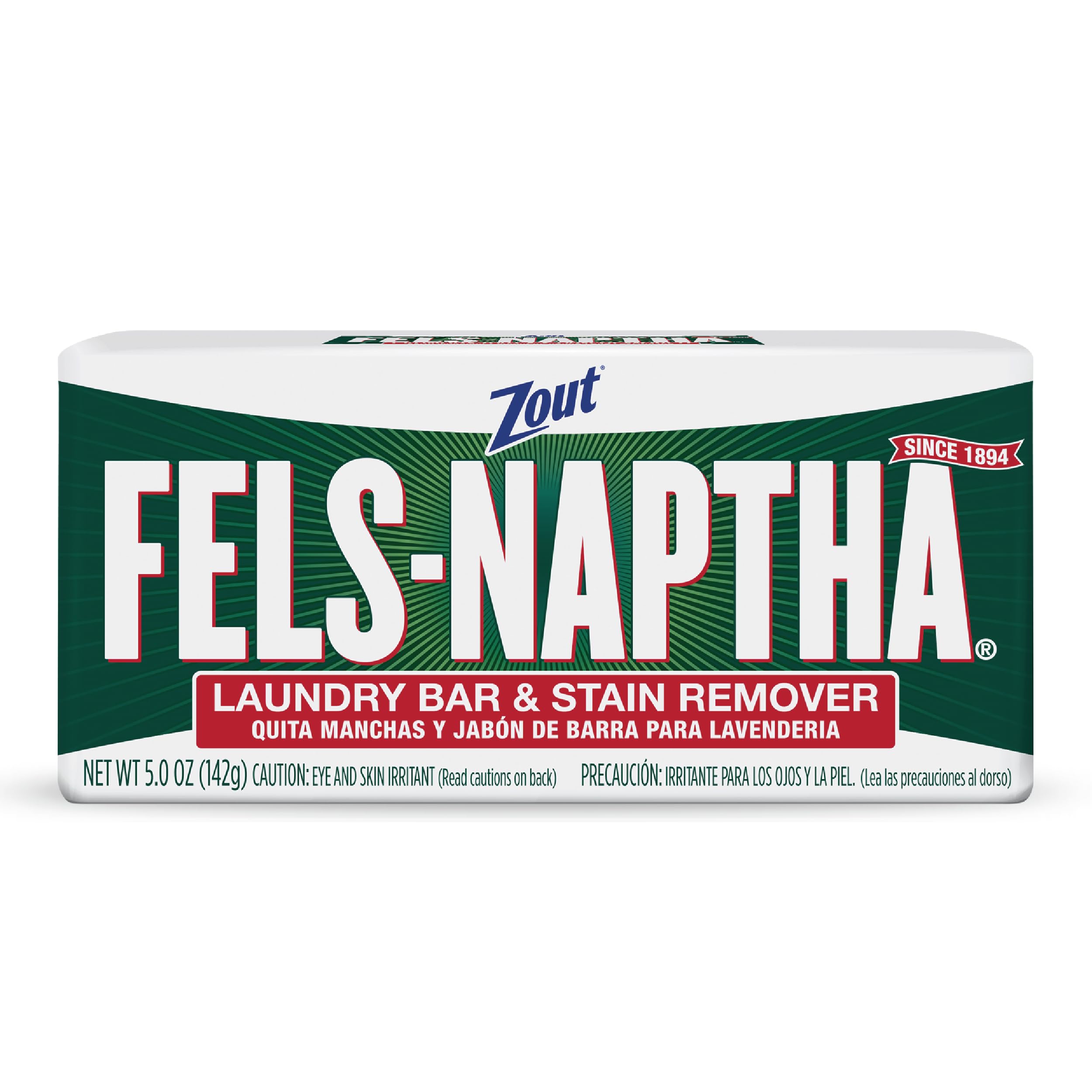 Zout Fels-Naptha Laundry Bar and Stain Remover, Tough Stain Removal, 5 Ounces