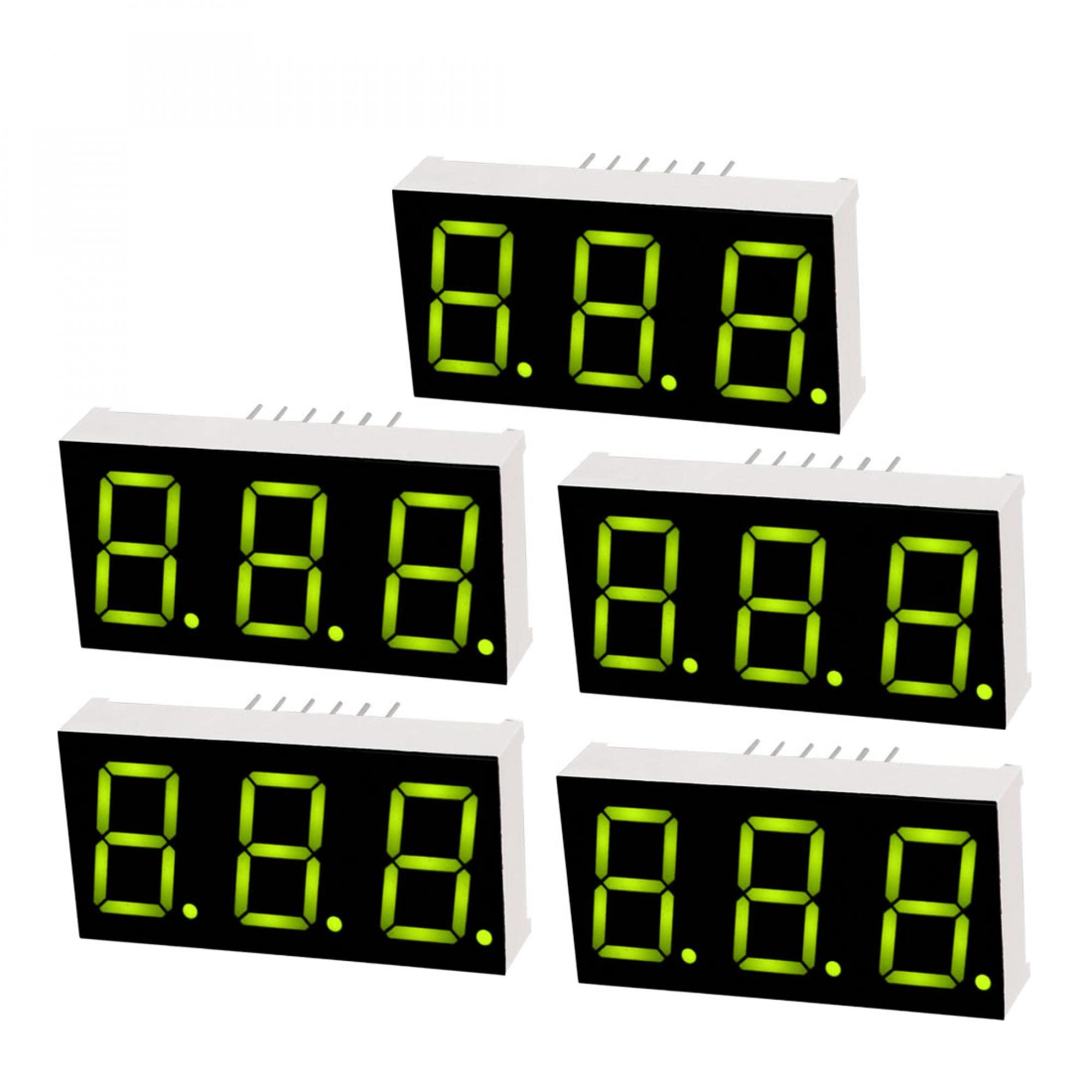 sourcing map Common Anode 12 Pin 3 Bit 7 Segment 1.48 x 0.75 x 0.31 Inch 0.55" Yellow Green LED Display Digital Tube 5pcs