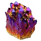 rockcloud Natural Titanium Coated Crystal Quartz Purple Cluster Geode Druzy Home Decoration Gemstone Specimen