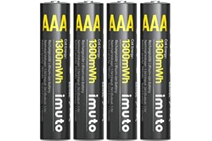 imuto Rechargeable AAA Batteries Lithium 4 Pack,1300mWh 1.5V Constant Output Triple a Lithium Batteries 1600 Cycles Long Lasting（No Charger）