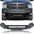 IRONBISON Front Bumper for 2013-2018 Dodge RAM 1500 (Exclude Rebel Trim) Pickup Truck Front Bumper Guard with 2 LED Fog Lights/Splash Guard Can Add 30” LED Light Fine Textured Black