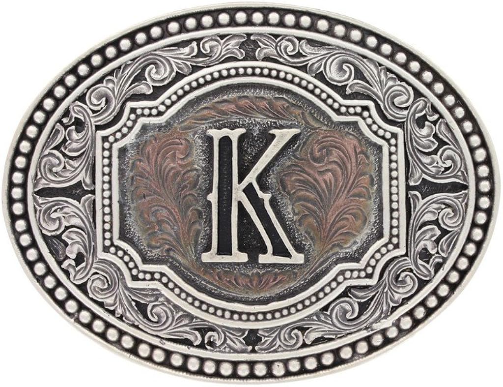 Montana Silversmiths Men's Initial Two Tone Cameo Buckle - A518 (K): Clothing