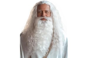 HOMELEX White Wizard Beard And Wig - Halloween Funny Father Time Costume Accessory for Adults