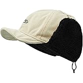 CLAPE Men Winter Baseball Cap, Outdoor Windproof Warm Fleece Trapper Hat w/Visor & Earflap for Clod Weather, Adjustable Size