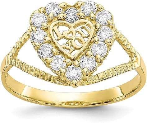 10 K Cz Corazon Te Amo Mas Que El Grado De Oro Anillo 9ct Oro