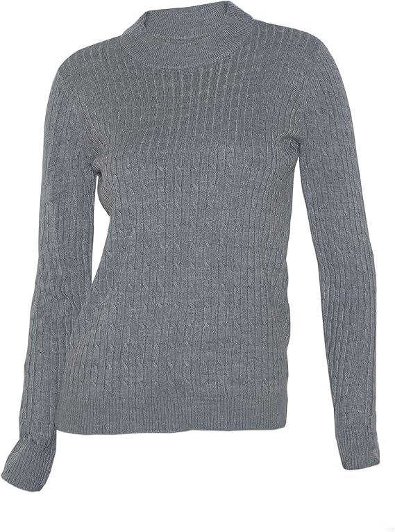 Karen Scott Sweater XS Mock Turtleneck Knit Sweater Heathery Gray NEW at Amazon Womenâs Clothing 