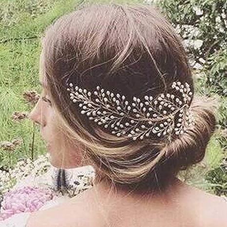 Amazon Com Yean Bride Wedding Hair Comb Gold Beads Bridal Hair