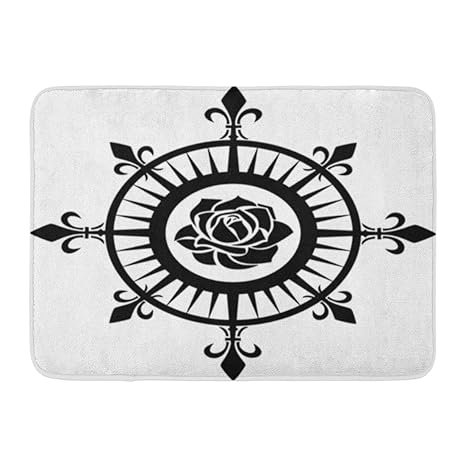 Amazoncom Emvency Bath Mat Beach Blue Fishing Compass Rose
