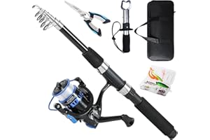 Tripquips Fishing Rod, 6.9ft Telescopic Fishing Rod and Reel Combo with Fishing Pliers Lip Gripper Fishing Equipment, 5.2:1 P