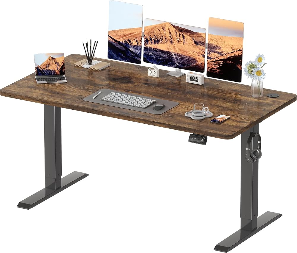 Devoko Electric Standing Desk 140x60 cm Height Adjustable Rustic Brown