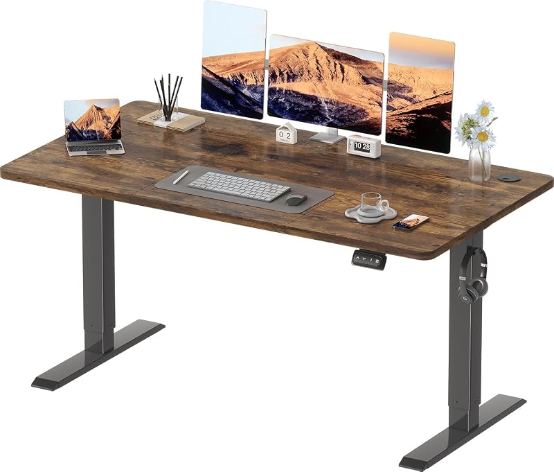 Devoko Electric Standing Desk 140x60 cm Height Adjustable Rustic Brown