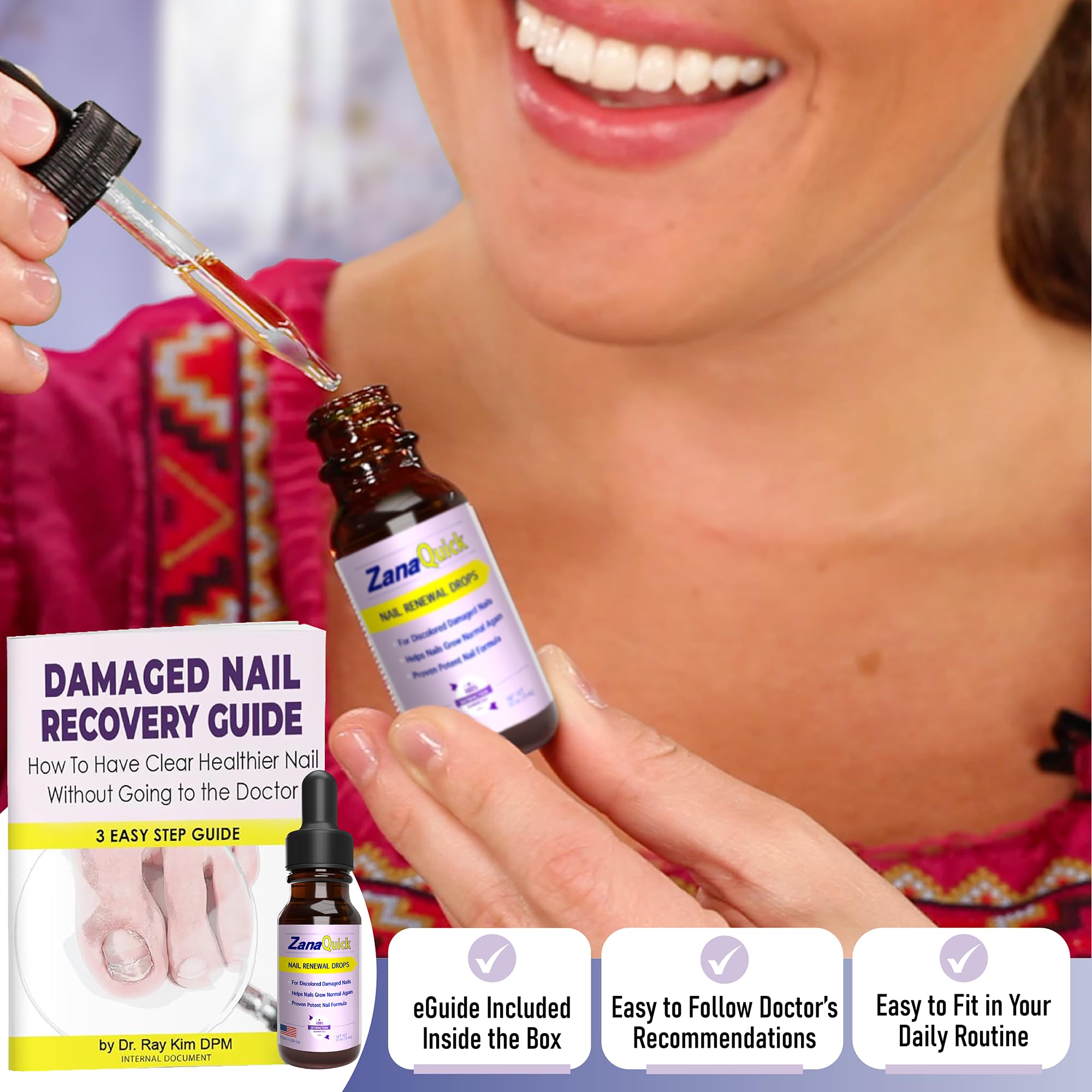 ZanaQuick Extra Strength Toenail & Fingernail Repair Drops - Nail Care Renewal for Thick, Damaged & Discolored Nails - 2 Pack - Image 3