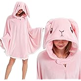 Adults Bunny Wearable Hooded Blanket-Super Soft Shaggy Warm Cozy Plush Rabbit Hoodie Cloak Wrap-Gifts for Women