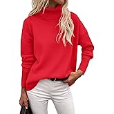 Zeagoo Women's Turtleneck Sweater 2026 Fall Winter Chunky Knitted Pullover High Low Hem Trendy Basic Jumper Top