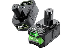 TURPOW 2Pack 8.0Ah Replacement for Ryobi 18V Lithium Battery Compatible with Ryobi 18 Volt ONE+ Plus P107 P108 P102 P103 P104 P105 P109 P122 Cordless Tools