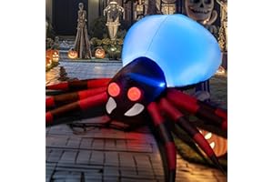 BSWALF 8FT Halloween Inflatables Outdoor Decorations Giant Spider Decorations with LED Lights and Air Pump Blow up Inflatable Halloween Decorations Clearance Halloween Decor Outside Yard Garden Lawn House
