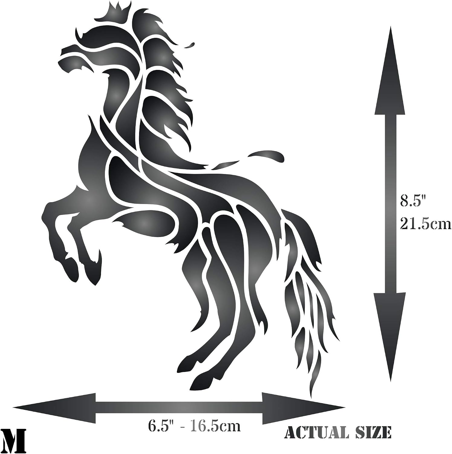 Horse Stencil - 16.5 x 21.5 cm - Reusable Geometric Decor Stylized Pet Animal Wall Stencil Template - Use on Paper Projects Scrapbook Journal Walls Floors Fabric Furniture Glass Wood etc. - Image 3