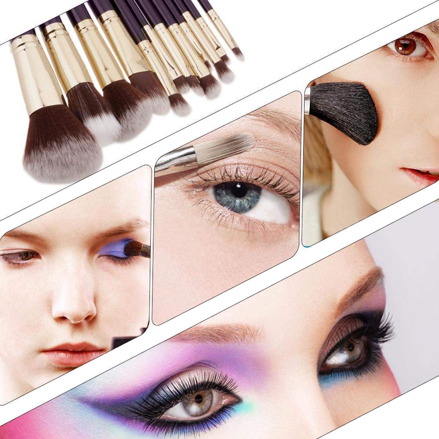 Xixou 12Pcs Makeup Brushes Premium Makeup Brush Set Synthetic Kabuki Cosmetics Foundation Blending Blush Eyeliner Face Powder Brush Makeup Brush Kit