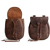 Valhalla Gear, Bushcraft Bag, Portable Safe Pouch for Securely Storing Money, Coins, Bills, Valuables, Full Grain Leather, Handmade, Bourbon Brown