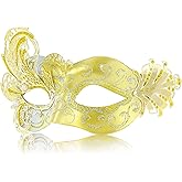 MYSEUNI 2025 New Gold Masquerade Mask for Women-Butterfly Party Masks for Adults Masquerade- Peacock Metal Filigree Venetian Mask-Perfect for Halloween Parties, Costume Party, Carnivals, Wedding