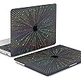 KEROM Clear Black Case for MacBook Pro 13 inch 2022-2016 M2 M1 A2338 A2289 A2251 A2159 A1989 A1706, MacBook Pro 13 inch Clear Case with Design, Plastic Hard Shell Case & Keyboard Cover, Line