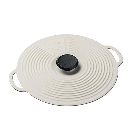 Zeal luftdichter Koch- und Aufbewahrungsdeckel, umweltfreundlich, Wiederverwendbar, Klassisches Design, Silikon, Cremefarben,