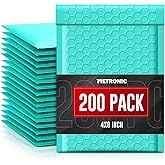 METRONIC Small Bubble Mailers 4x8 200 Pack Teal Bubble Mailer Usable Size 4x7 Self Seal Waterproof Padded Envelopes for Small Business Packaging Sports Cards
