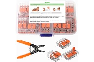 RUIPAI WAGO Wire Connectors-38pc 221 Series Lever-Nuts Assortment-Includes ，Suitable for 12-24AWG Wire connectors(16x) 221-412, (13x) 221-413, (8X) 221-415，8" Professional Wire Stripper-Wire Cutter（1）
