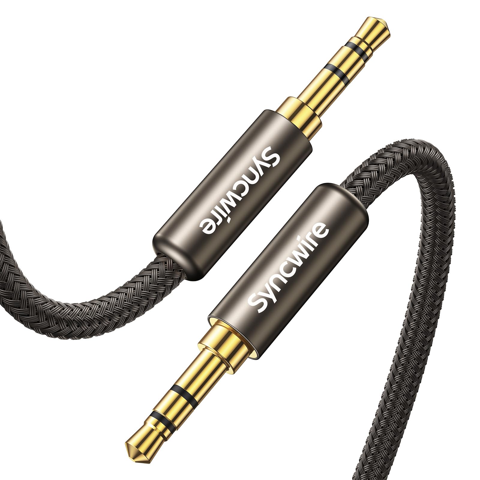 Photo 1 of SYNCWIRE 3.5mm Nylon Braided Aux Cable, Audio Auxiliary Input Adapter Male to Male Cord for Headphones, Car, Home Stereos, Speaker, iPhone, iPad, iPod, Echo & More - 1.64ft/0.5m, Gold Brown