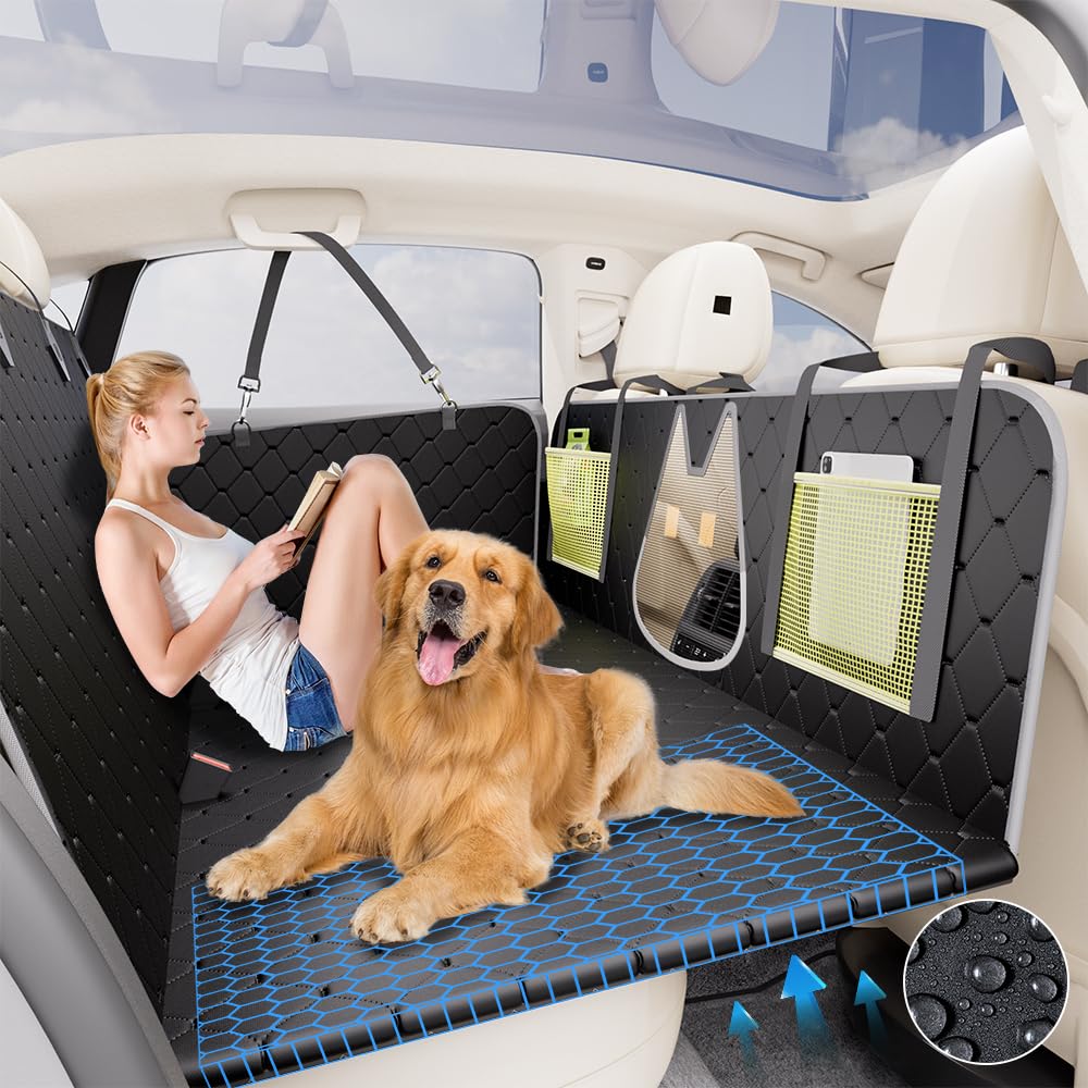 Chilino Dog Car Seat Cover For Back Seat Hard Bottom Holds 420LBS,Waterproof Dog Hammock For Car Dog Car Bed,Back Seat Extender With Mesh Window And Storage Pocket For Car, SUV,Truck - View #5