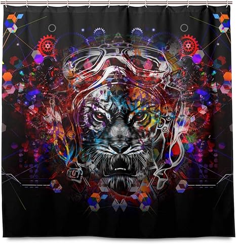 Amazon Mimuti シャワーカーテン タイガーヴィンテージパイロット帽子イラスト 防水 浴室 お風呂 バスカーテン 洗面所 間仕切り 目隠し用 Hdデジタル印刷 取付簡単 1 180cm シャワーカーテン ホーム キッチン オンライン通販