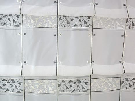 Cliprollo Scheibengardine abstrackt grau/weiß Bestickt Höhe 145cm | Breite der Gardine frei wählbar in 16cm Schritten | Gardi