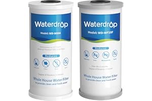 Waterdrop Whole House Water Filter, Carbon Filter, Reduce Iron & Manganese Filter Cartridge, Replacement for GE GXWH40L, FXHTC, Ispring, Culligan® RFC-BBSA, Whirlpool®, Any 10" x 4.5" System, 5 Micron