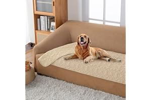 fuguitex Waterproof Dog Bed Cover Dog Blanket for Pet Furniture Bed Couch Sofa Reversible Linen Texture(30"*53",Wheat+Wheat)