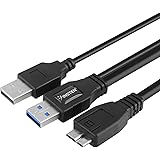Insten Dual USB 3.0 Type A to Micro-B USB Y Shape Hi Speed Cable External Hard Drives for Seagate/Toshiba/WD/Hitachi/Samsung/Wii-U/Note 3