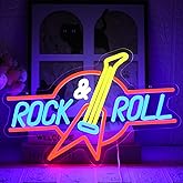 UExnkj-Y Rock Roll Neon Sign Guitar Neon Sign Led Neon Light for Wall Decor USB Powered Dimmable Music Neon Light for Bar Bedroom Music Studio Vocal Recital Concert Man Cave