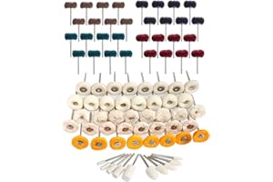 BONFQERT 82PCS 1Inch Polishing Kit, Buffing Kit - Professional Wool Fabric Cotton Kit (50PCS) & Abrasive Set (32PCS) Mounted 3mm Shank for Rotary Tool Accessories